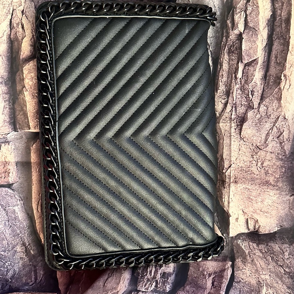 Black Quilted Chain Wallet